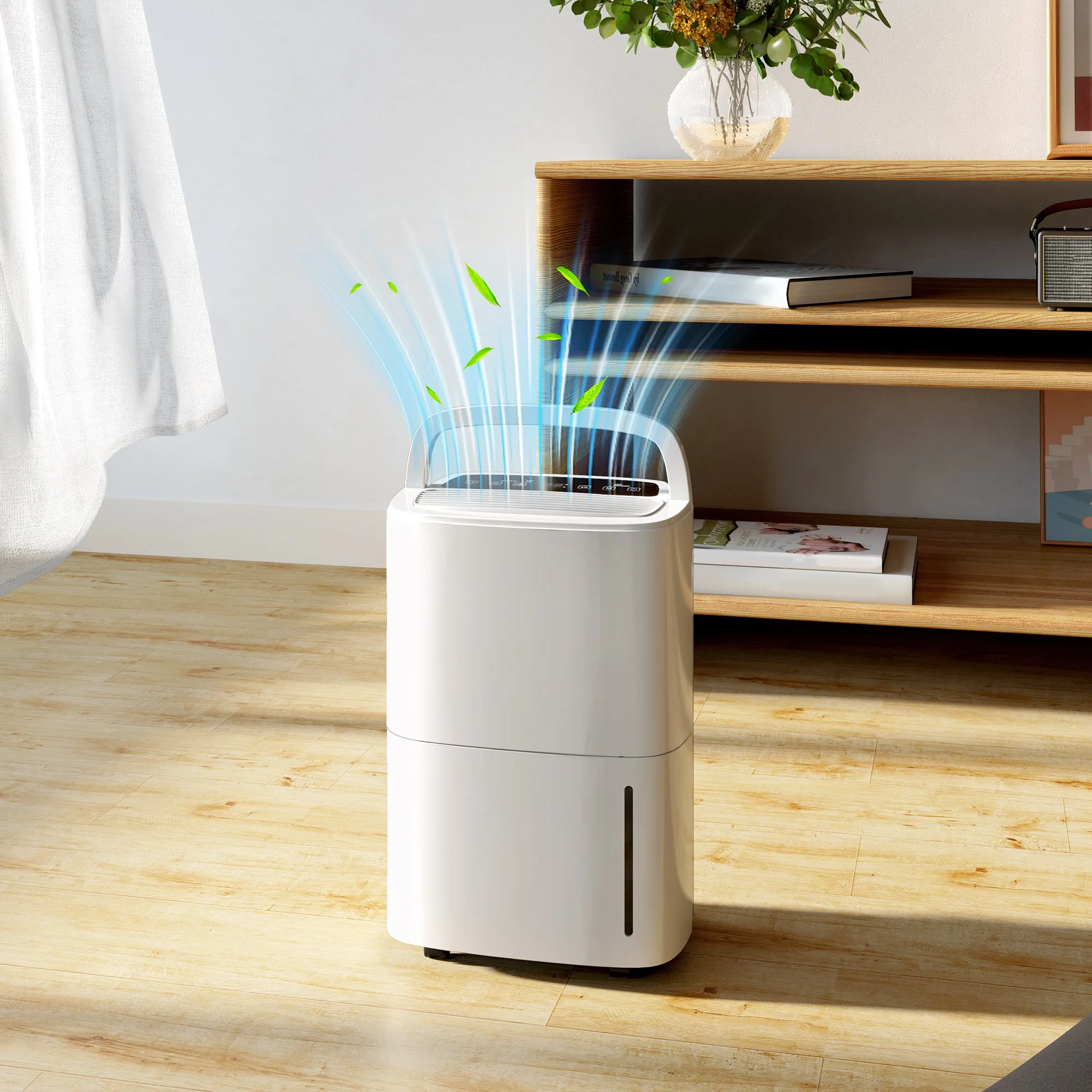 20L/Day Dehumidifier with Continuous Drainage, 5L Water Tank, Timer