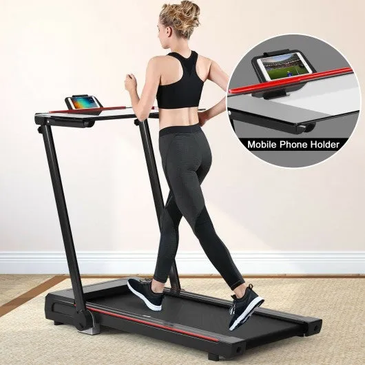 2.25HP 3-in-1 Folding Treadmill with Table Speaker Remote Control-Black