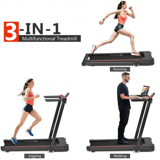 2.25HP 3-in-1 Folding Treadmill with Table Speaker Remote Control-Black