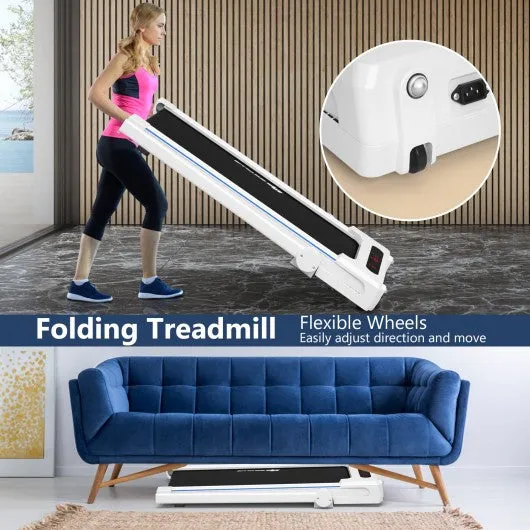 2.25HP 3-in-1 Folding Treadmill with Table Speaker Remote Control-White