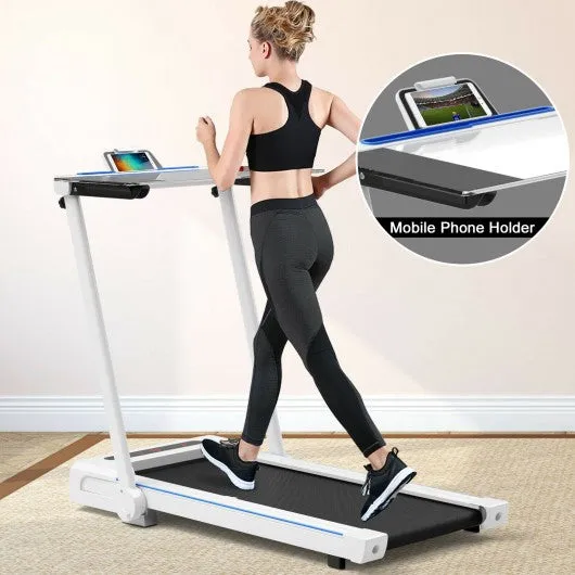 2.25HP 3-in-1 Folding Treadmill with Table Speaker Remote Control-White