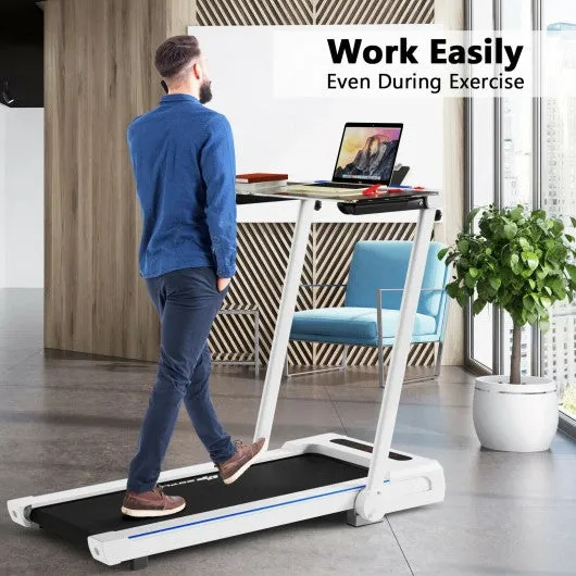 2.25HP 3-in-1 Folding Treadmill with Table Speaker Remote Control-White