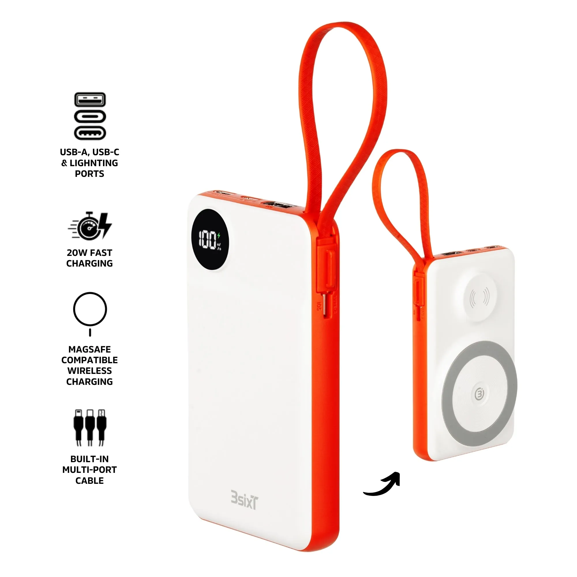 3sixT JetPak 3 in 1 Wireless 10000mAh Power Bank