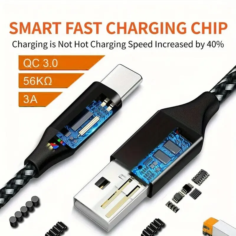 5-Pack: USB Type-C Fast Charging Cable