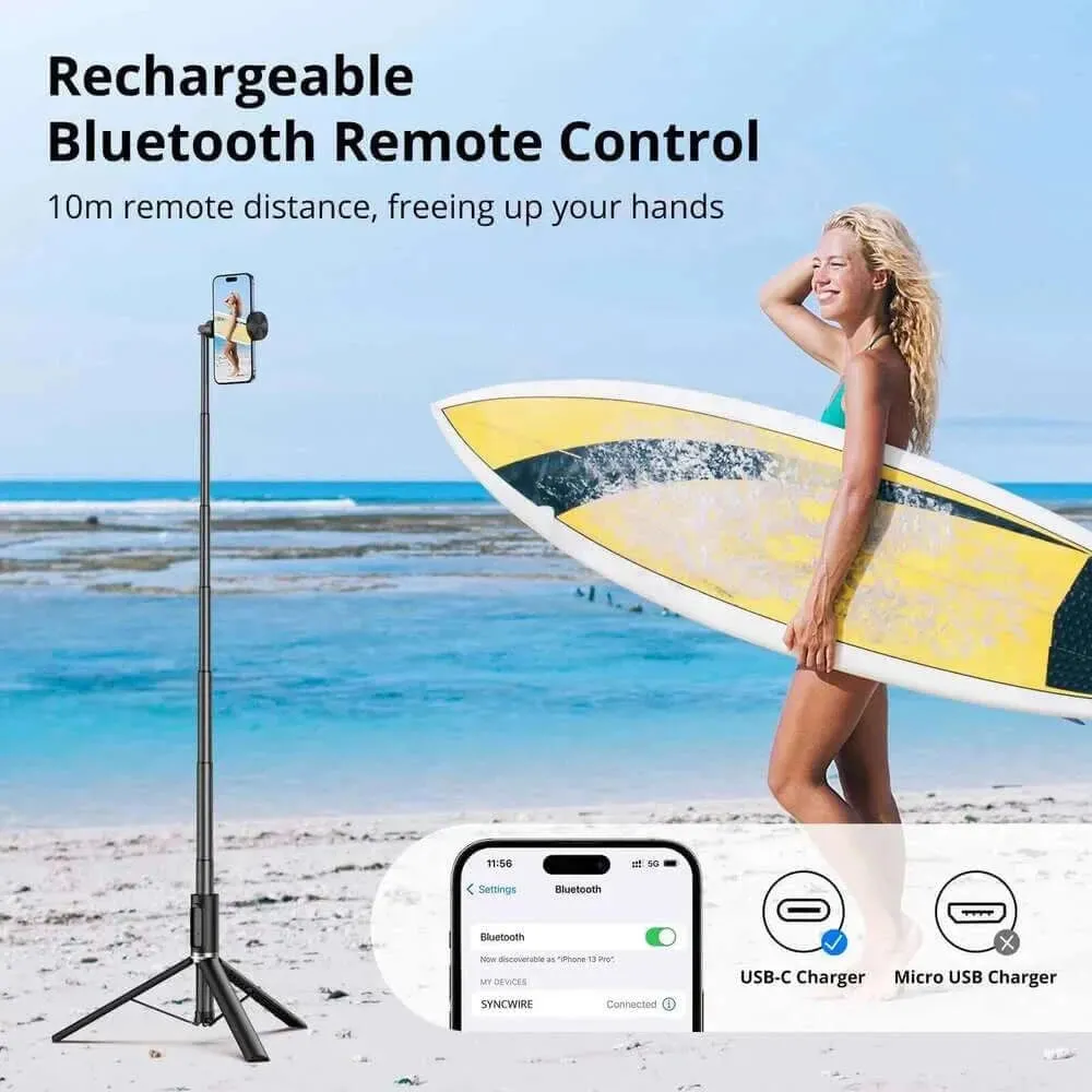 55 Inch Extendable Selfie Tripod, Phone Tripod Stand