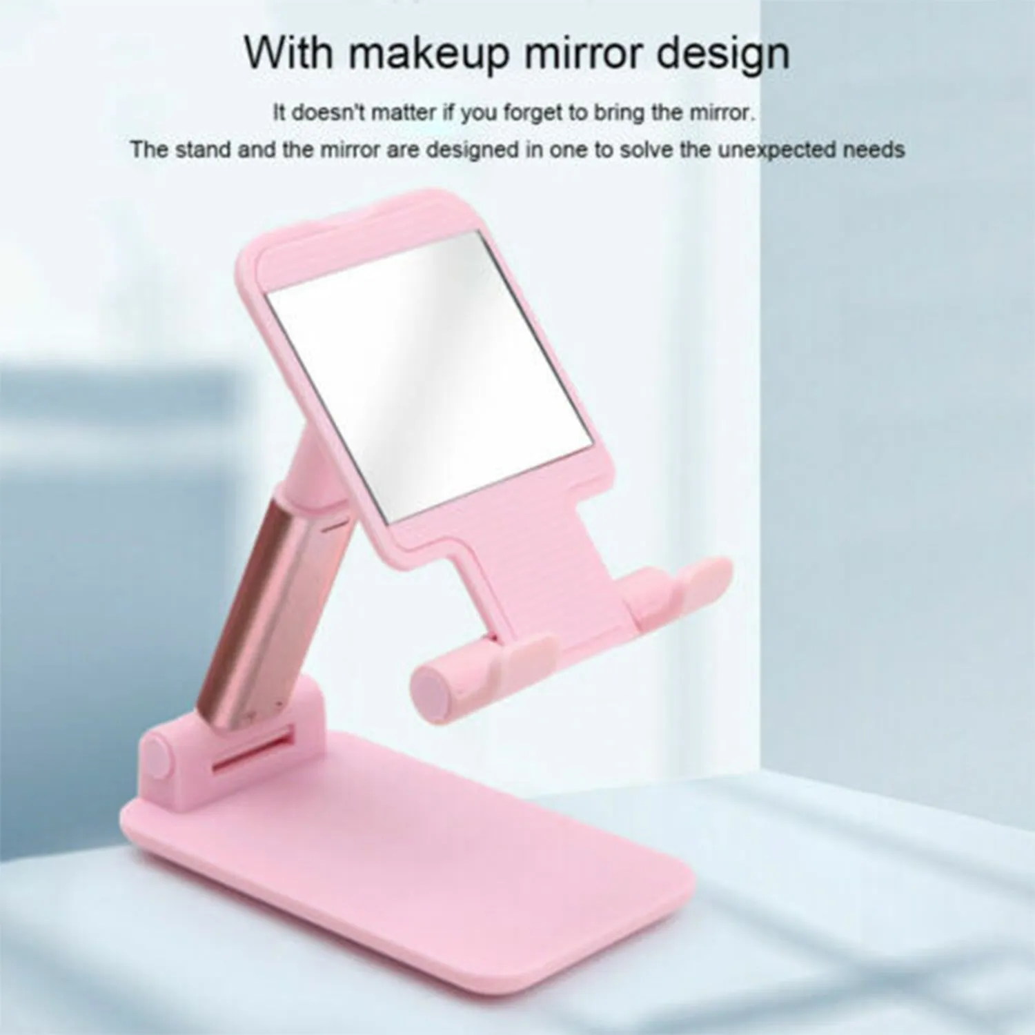 6636 Desktop Cell Phone Stand Phone Holder with mirror Full 3-Way Adjustable Phone Stand for Desk Height   Angles Perfect As Desk Organizers and Accessories.