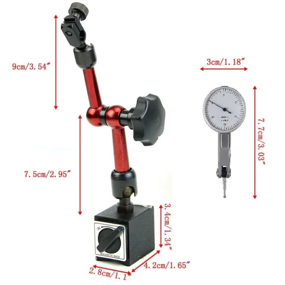 ACEPro™ Dial Test Indicator   Magnetic Base Holder: Accurate, 0.01mm, Universal, Metal