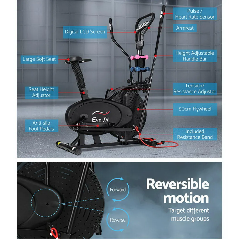 Adjustable Cross Trainer & Exercise Bike Combo w/ Dumbbells | Everfit