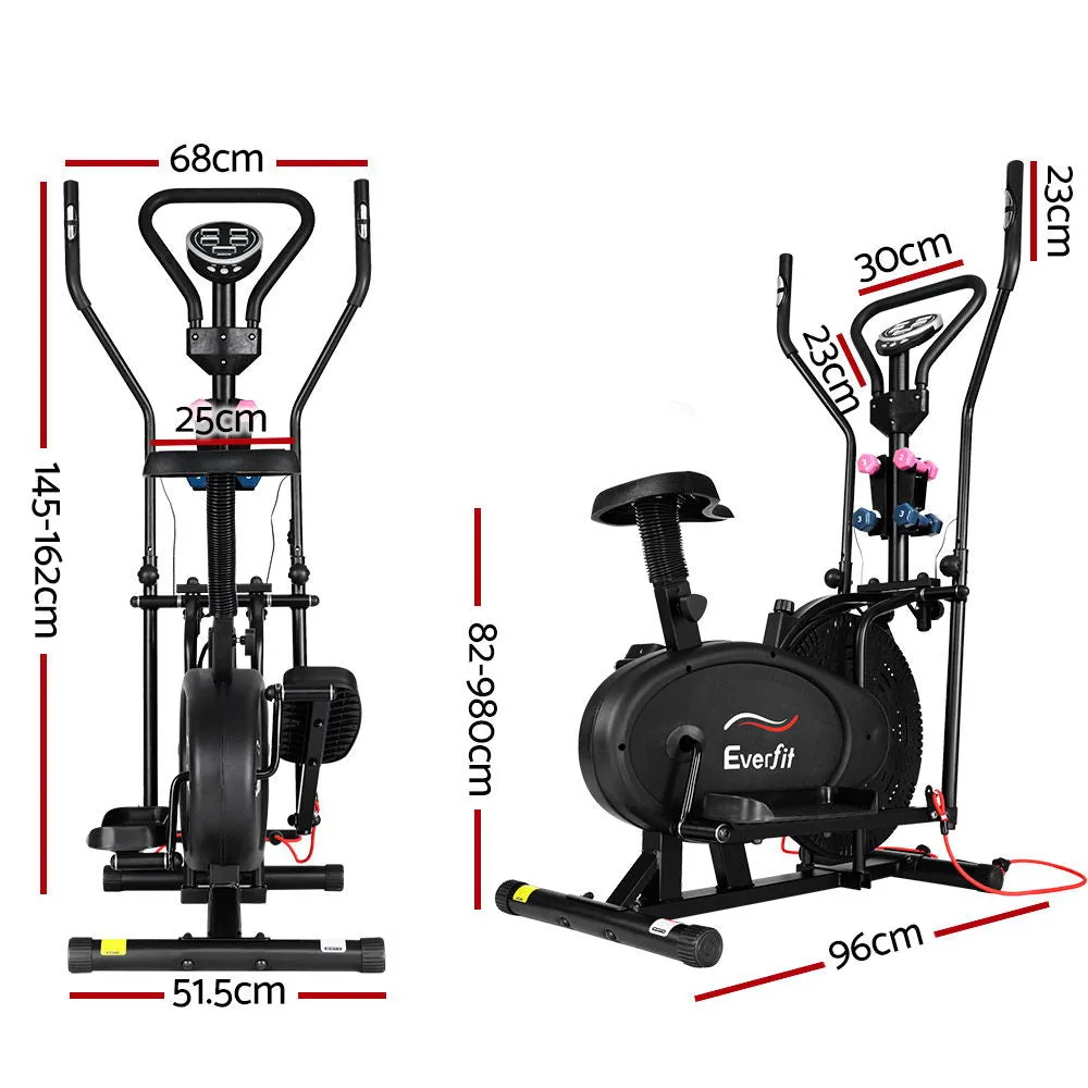 Adjustable Cross Trainer & Exercise Bike Combo w/ Dumbbells | Everfit