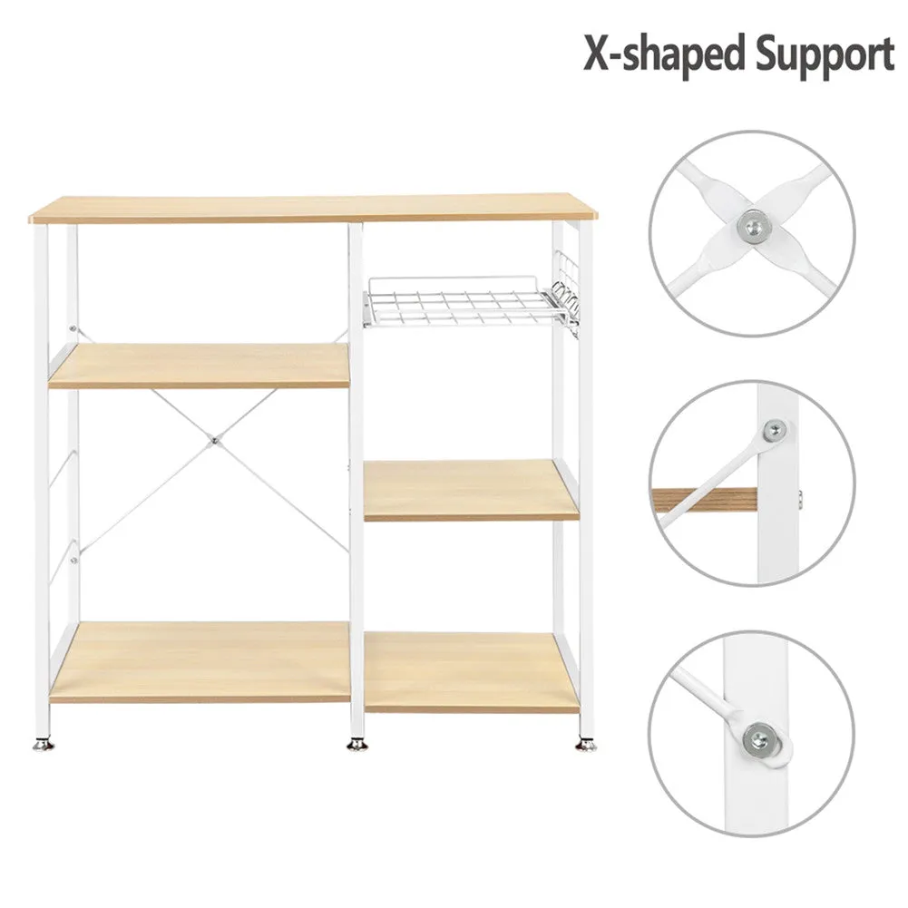 ALICIAN 4-layer Microwave Oven Rack Floor-standing White Maple