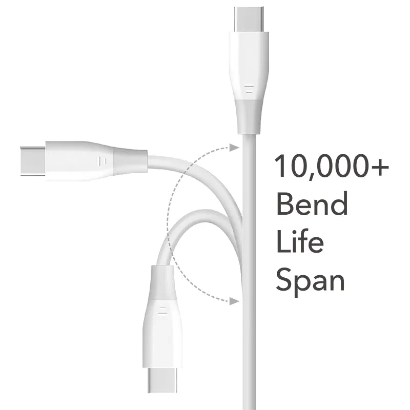 Charge Cable - 6FT USB-C to USB-C 60W TPE White Cables