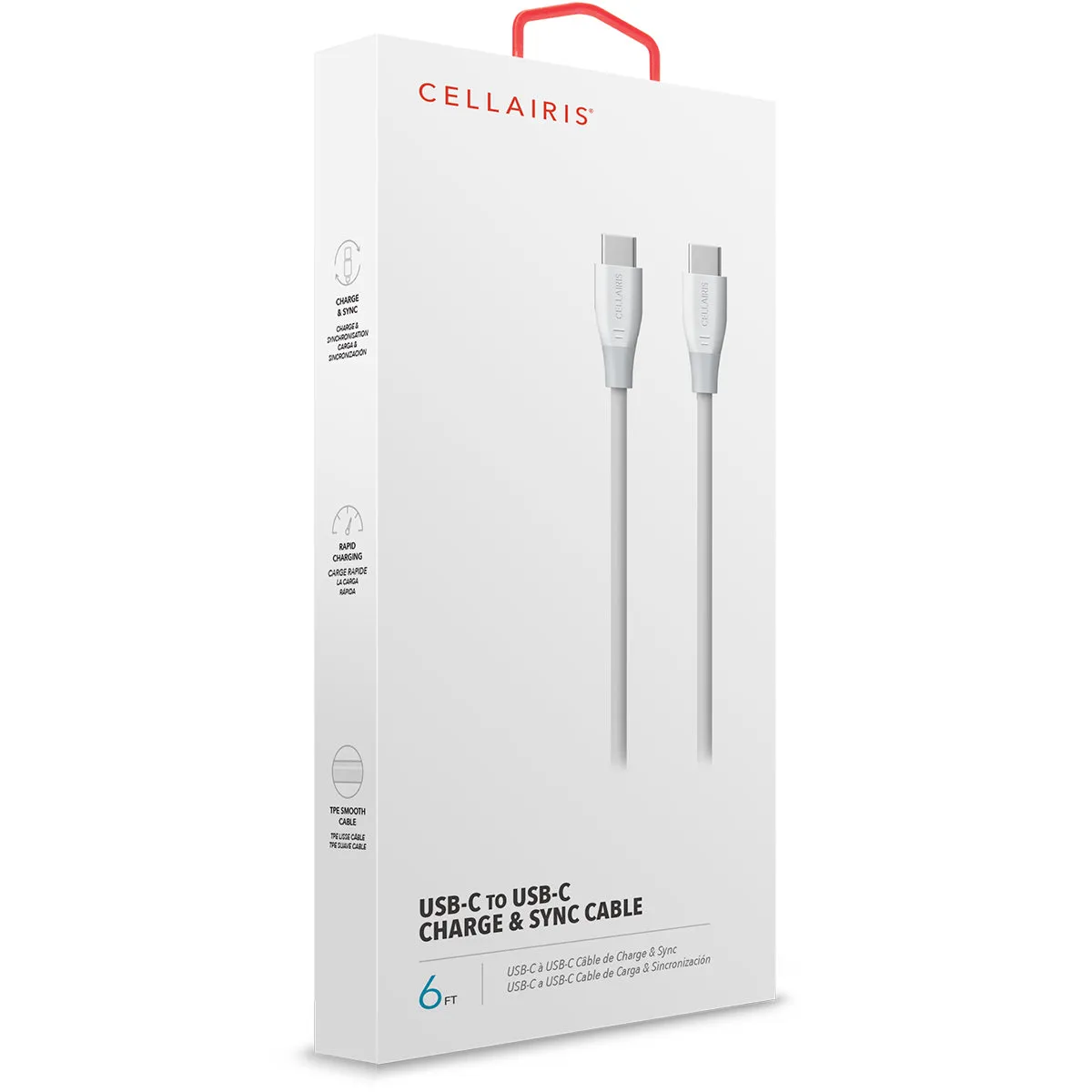 Charge Cable - 6FT USB-C to USB-C 60W TPE White Cables