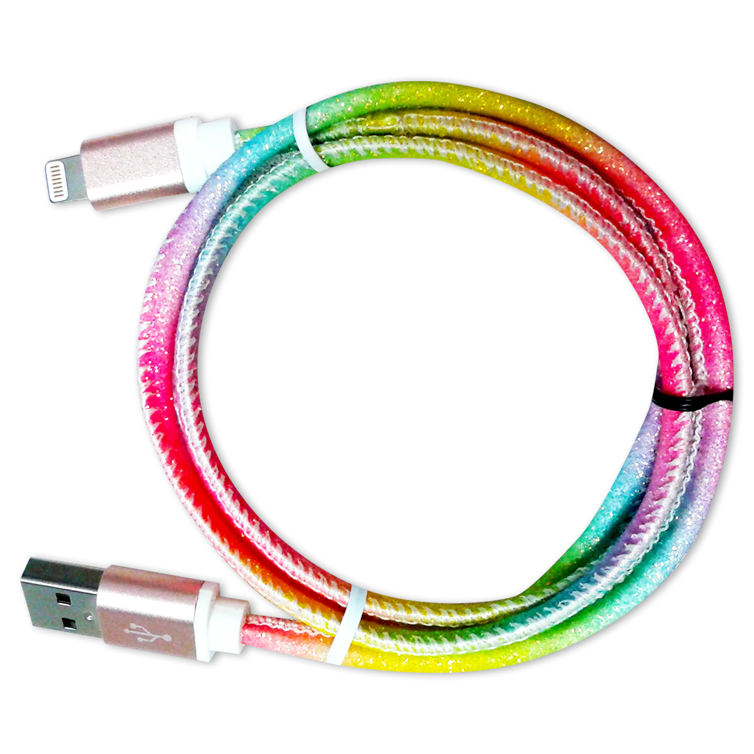 Optimized Title: Colorful 3FT Rainbow Charging Cable Assortment - 12 Pieces in Retail-Ready Display