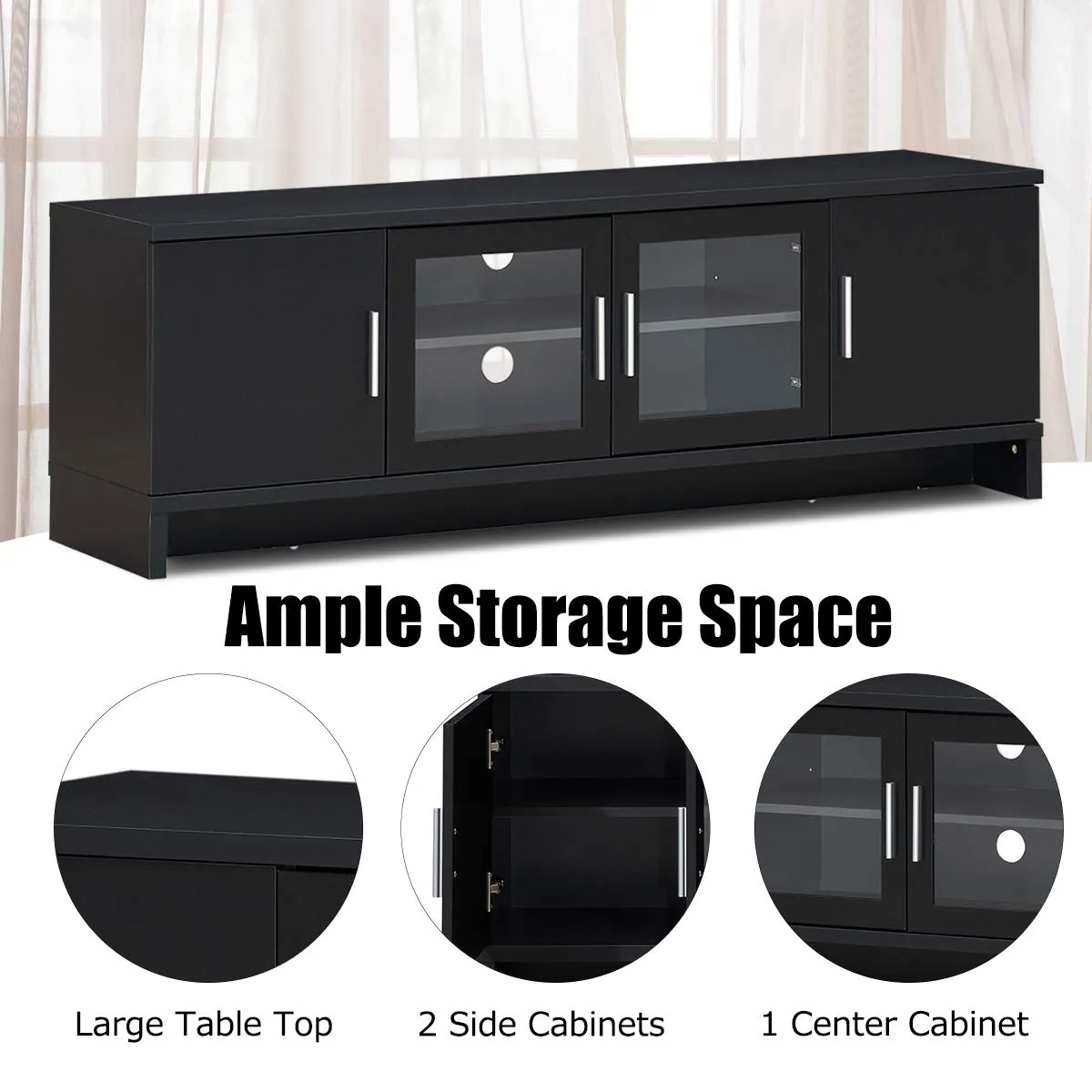 Classical TV Stand for TVs up to 70 Inches Flat Screen, Modern TV Cabinet w/Cable Management