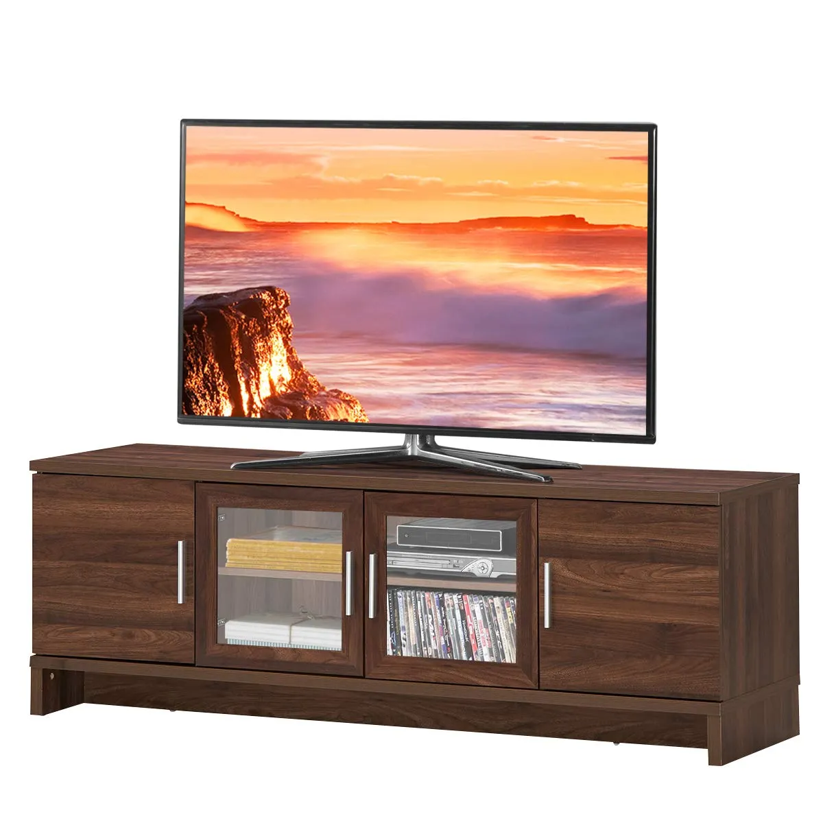 Classical TV Stand for TVs up to 70 Inches Flat Screen, Modern TV Cabinet w/Cable Management