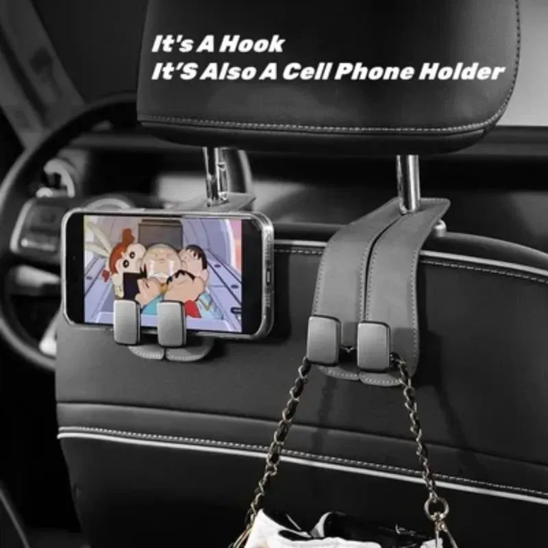 Double Hook Car Back Seat Organizer Leather Hooks