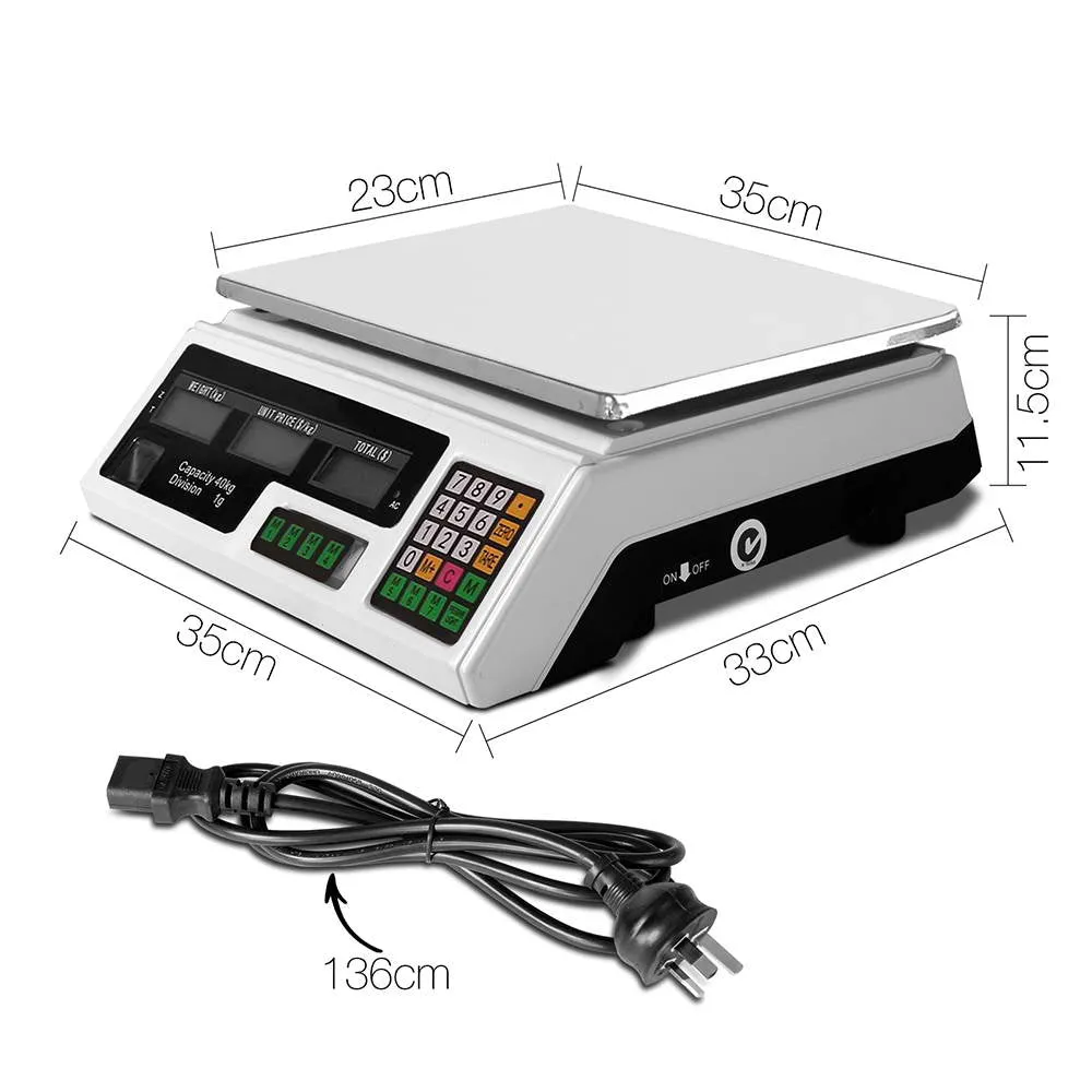 Emajin Scales Digital Accurate 40KG Weighing Kitchen Scales Platform Scales LCD White