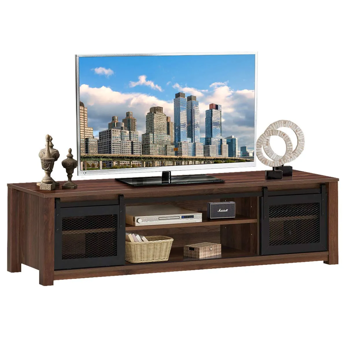 Farmhouse TV Stand, Living Room Console Storage Cabinet for TVs up to 65" Flat Screen