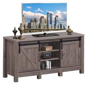 Farmhouse TV Stand with Sliding Barn Door, Wood Universal TV Console for TV's up to 55" Flat Screen for Living Room