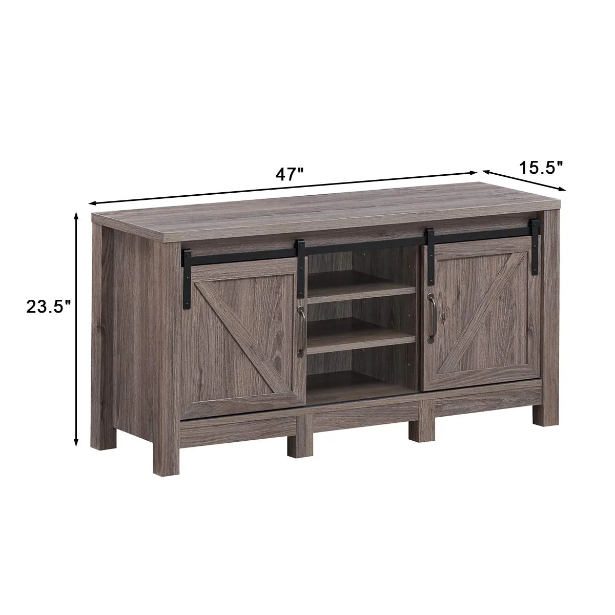 Farmhouse TV Stand with Sliding Barn Door, Wood Universal TV Console for TV's up to 55" Flat Screen for Living Room