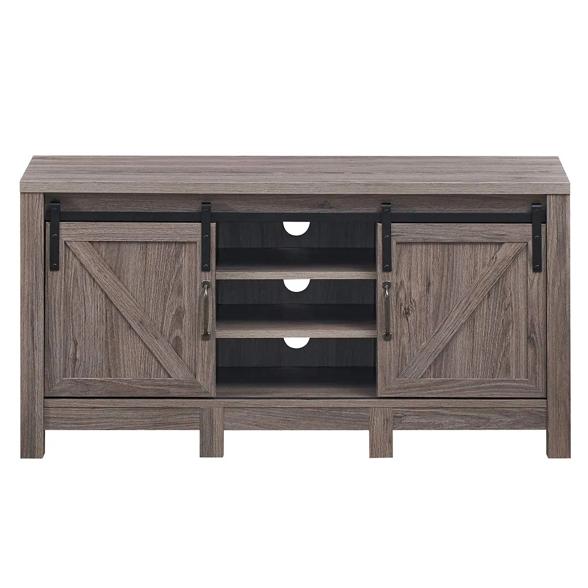 Farmhouse TV Stand with Sliding Barn Door, Wood Universal TV Console for TV's up to 55" Flat Screen for Living Room