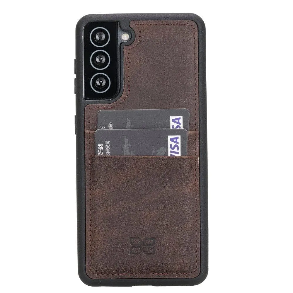 Flex Cover Back with Card Holder Leather Cases for Samsung Galaxy S21 Series