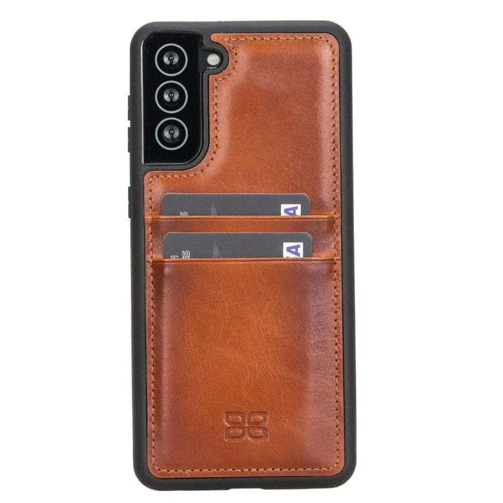 Flex Cover Back with Card Holder Leather Cases for Samsung Galaxy S21 Series