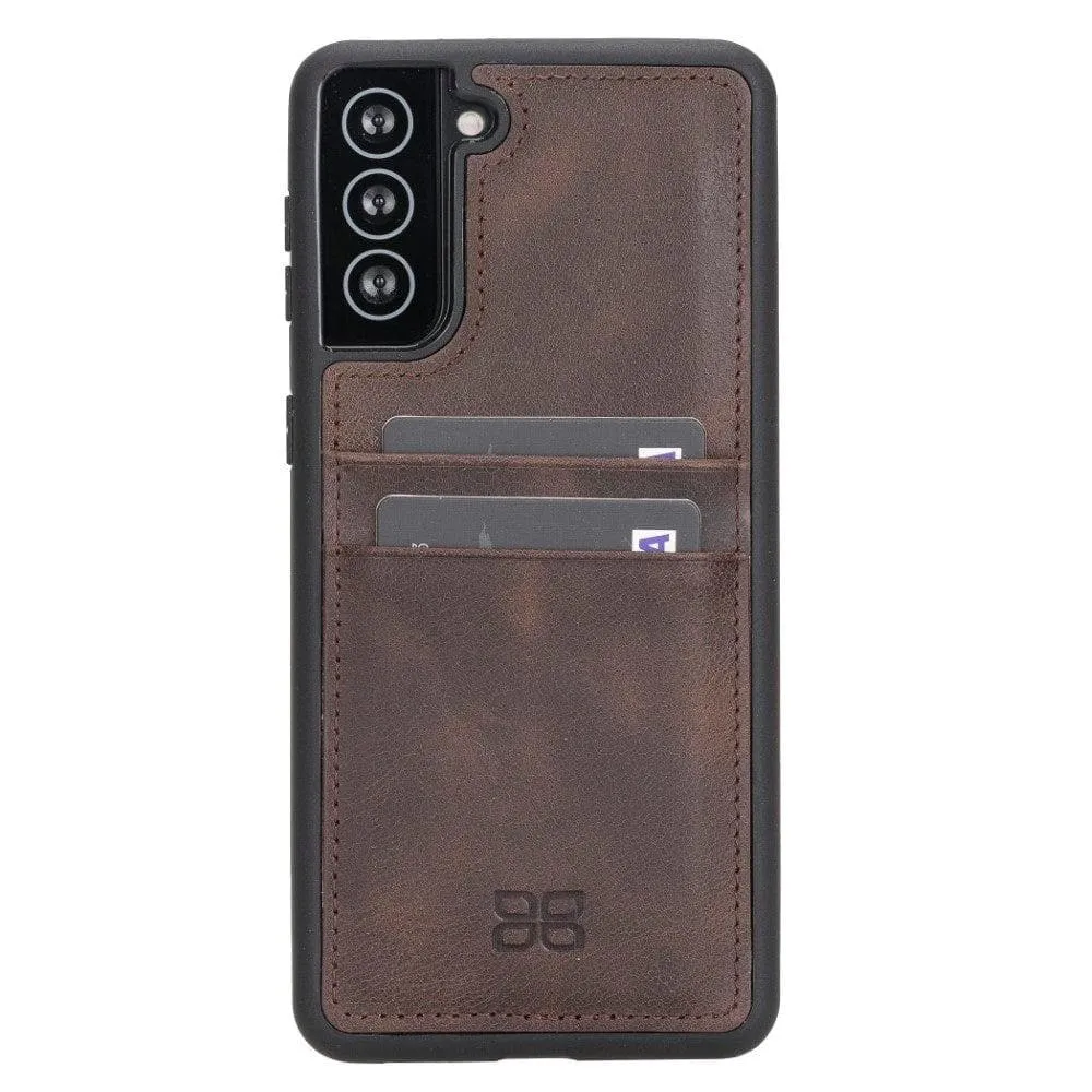 Flex Cover Back with Card Holder Leather Cases for Samsung Galaxy S21 Series