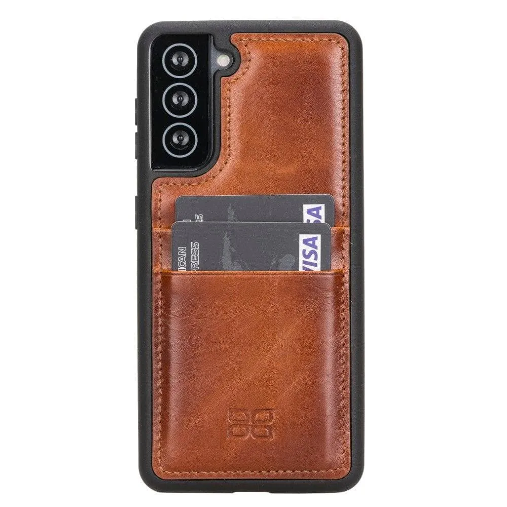 Flex Cover Back with Card Holder Leather Cases for Samsung Galaxy S21 Series