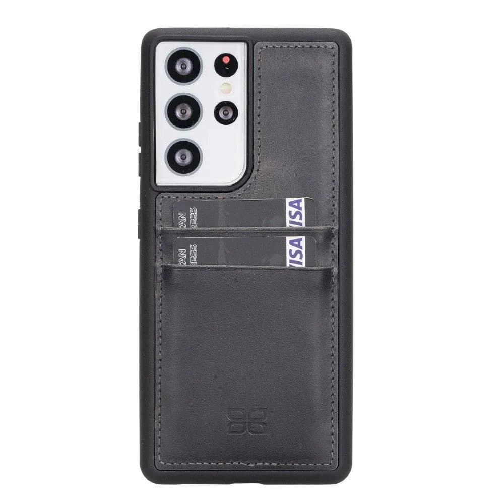 Flex Cover Back with Card Holder Leather Cases for Samsung Galaxy S21 Series