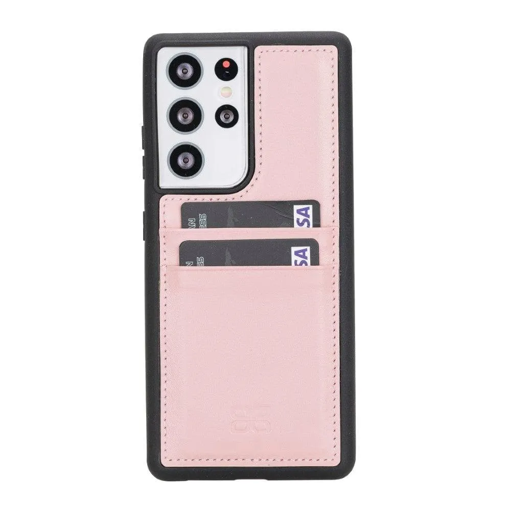 Flex Cover Back with Card Holder Leather Cases for Samsung Galaxy S21 Series