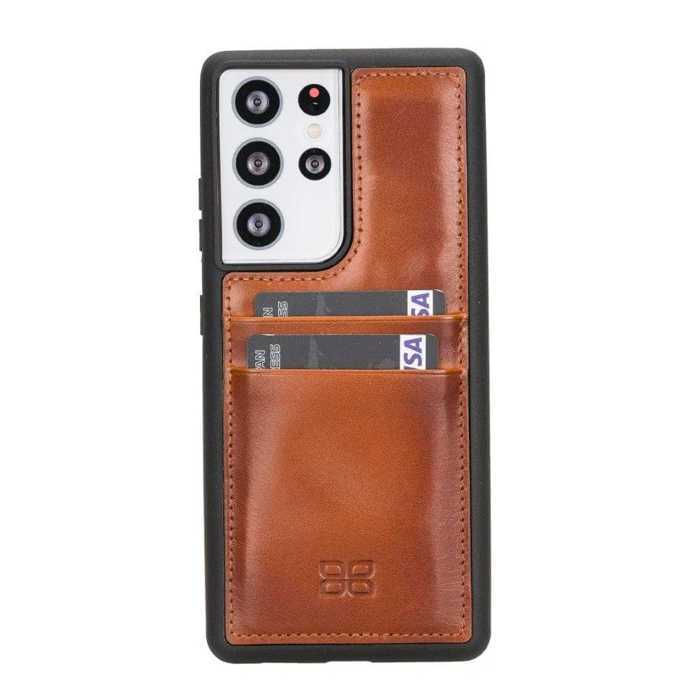 Flex Cover Back with Card Holder Leather Cases for Samsung Galaxy S21 Series