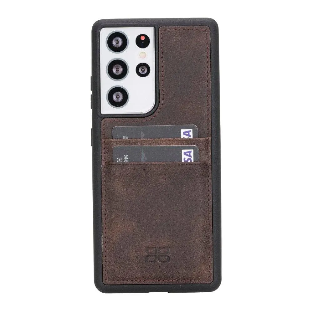 Flex Cover Back with Card Holder Leather Cases for Samsung Galaxy S21 Series