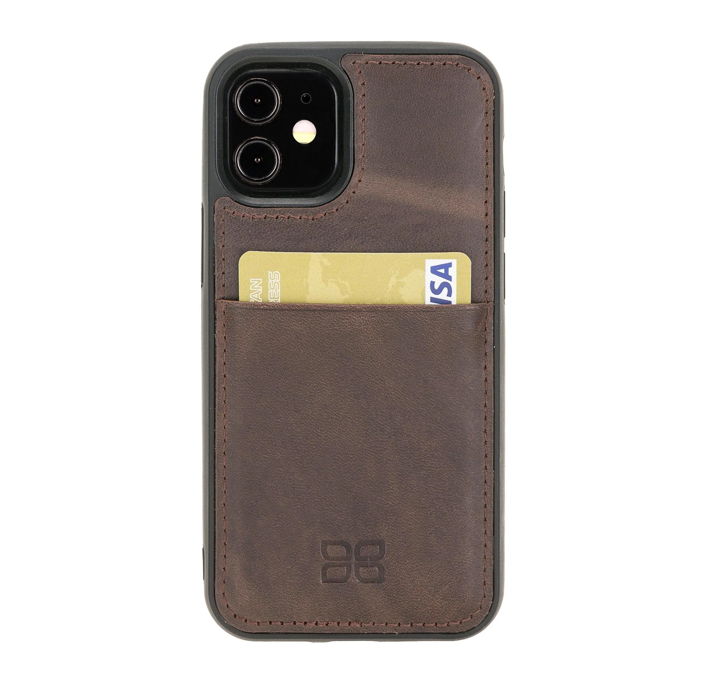 Flexible Leather Back Cover with Card Holder for iPhone 12 Series