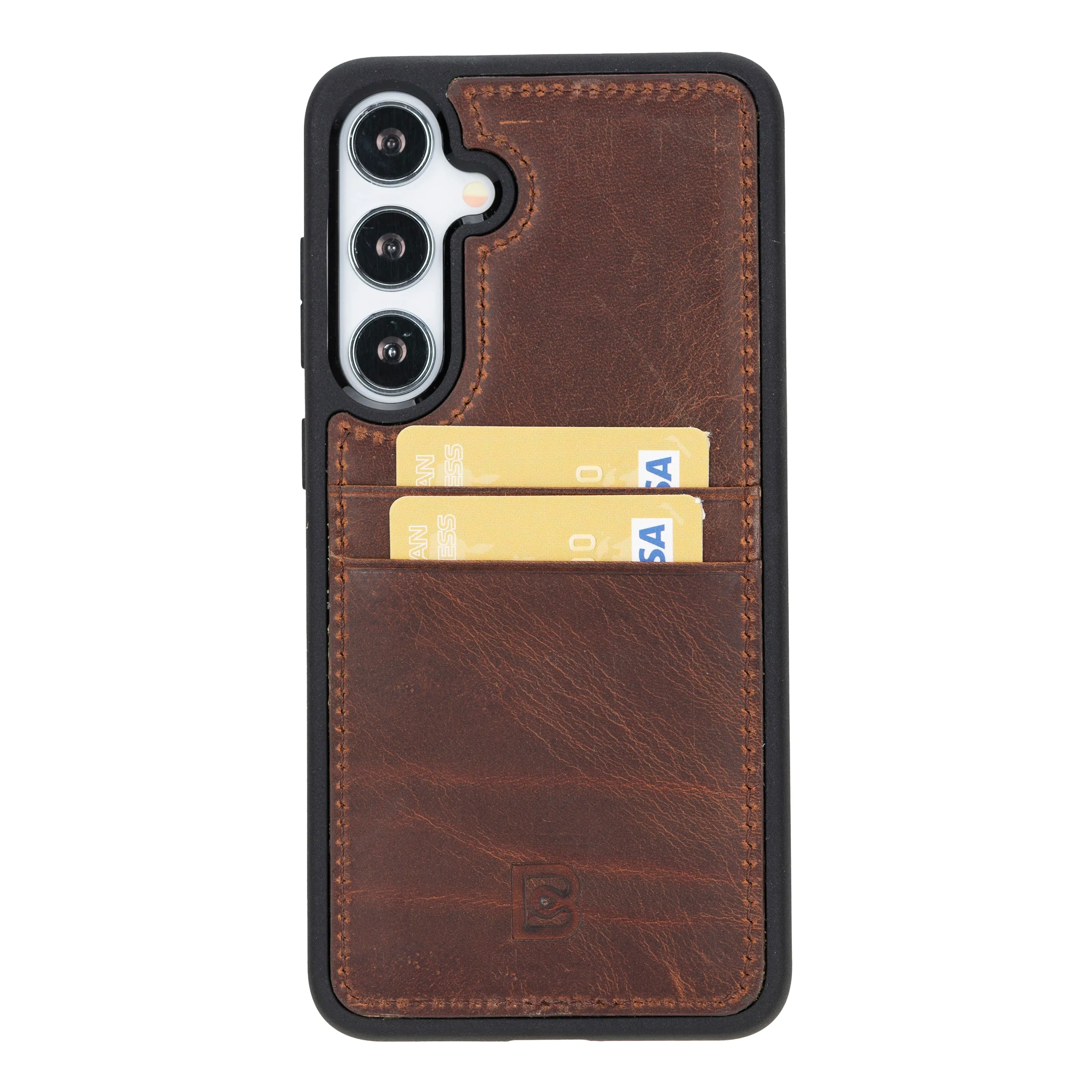 Flexible Leather Back Cover with Card Holder for Samsung Galaxy S24 Series