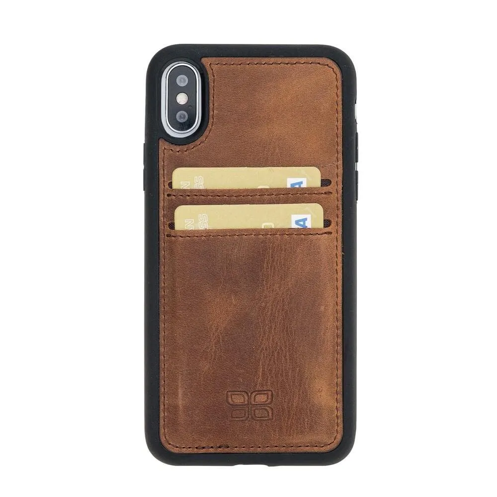 Flexible Leather Back Cover with Card Holders for Apple iPhone X Series