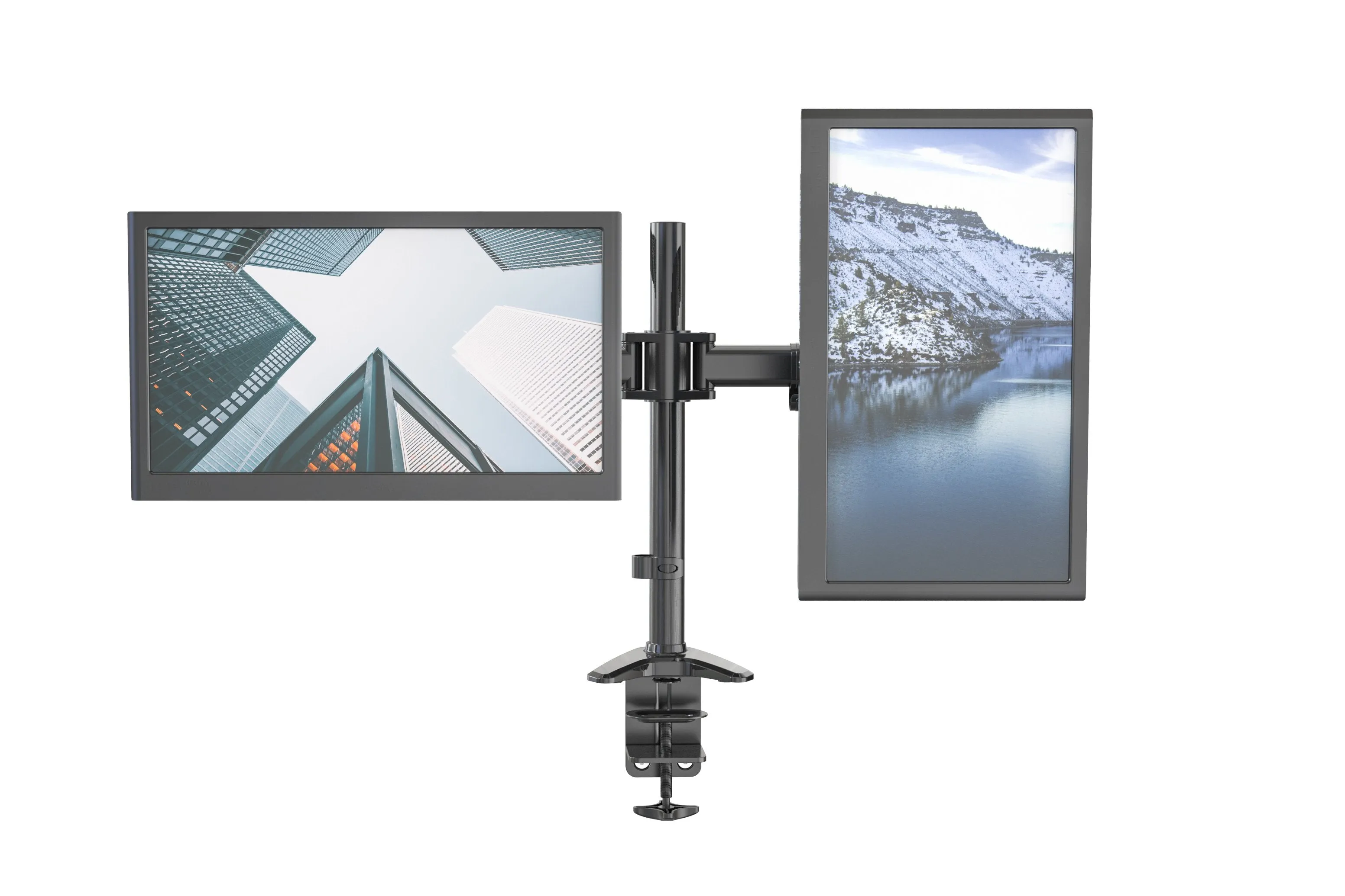 Full Motion Dual Monitor Stand Mount, Height Adjustable, Support up to 27" with 8kg Weight, Black (RC2-V)