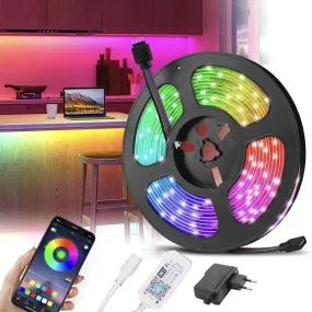 Gesto 300 LED Strip Lights with Adaptor|Music Sync RGB Strip Lights with Alexa |App Operated - 5 Meters Waterproof Smart Light - Multicolor LED Lights for Home Decoration, Bedroom,Diwali,False Ceiling