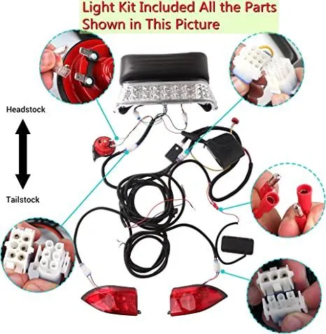 Golf Cart Light Headlight Tail Light Kit for Club Car - 10L0L