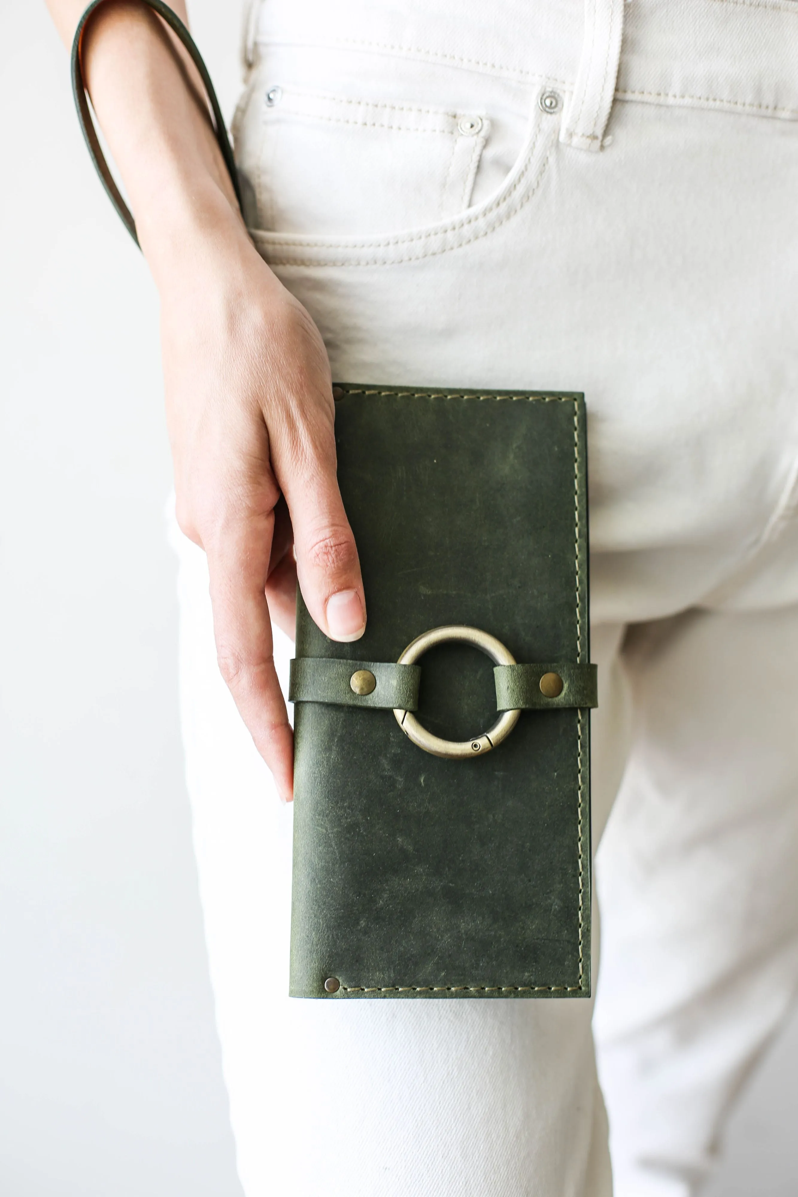 Green Long Leather Wallet