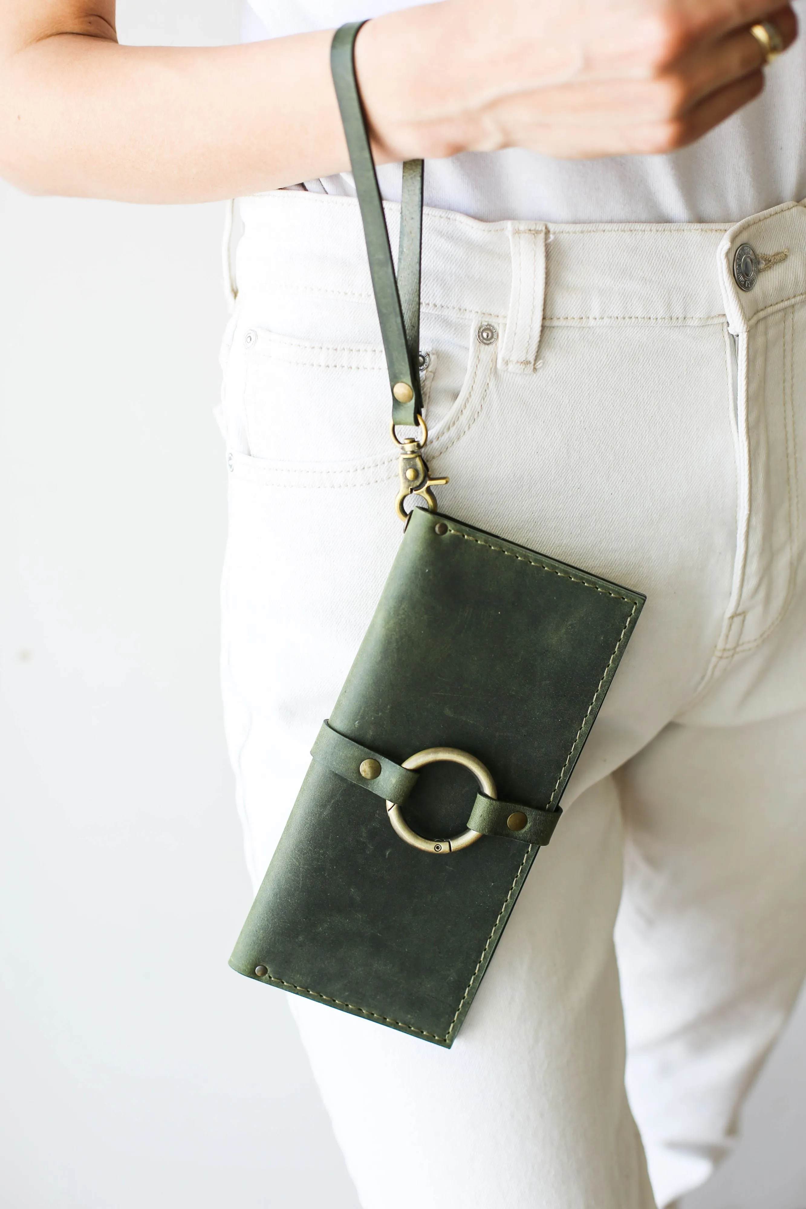 Green Long Leather Wallet