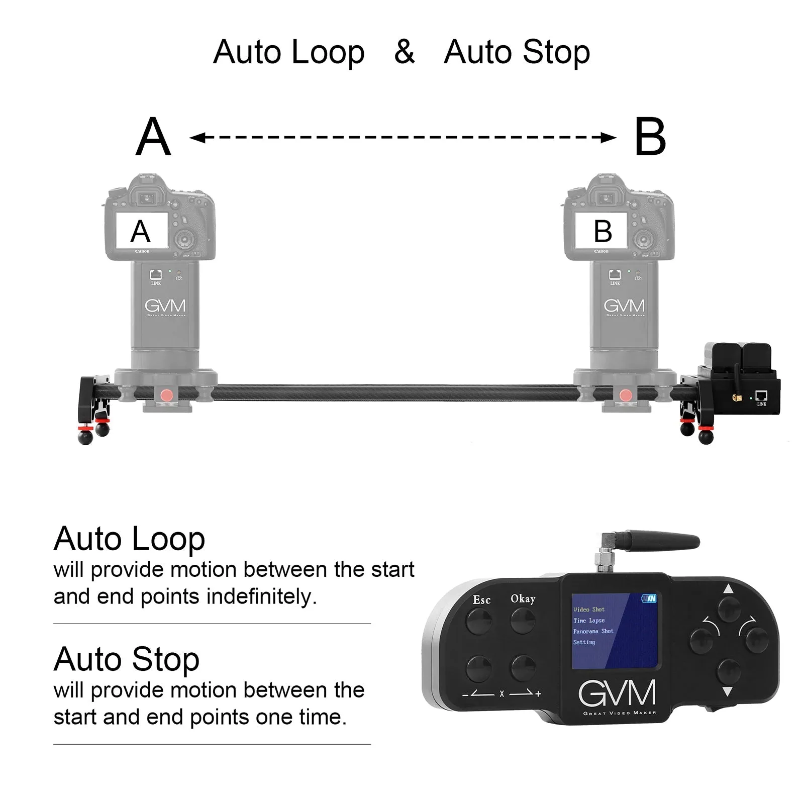 GVM-2D Professional Wireless Video Carbon Fiber Motorized Camera Slider