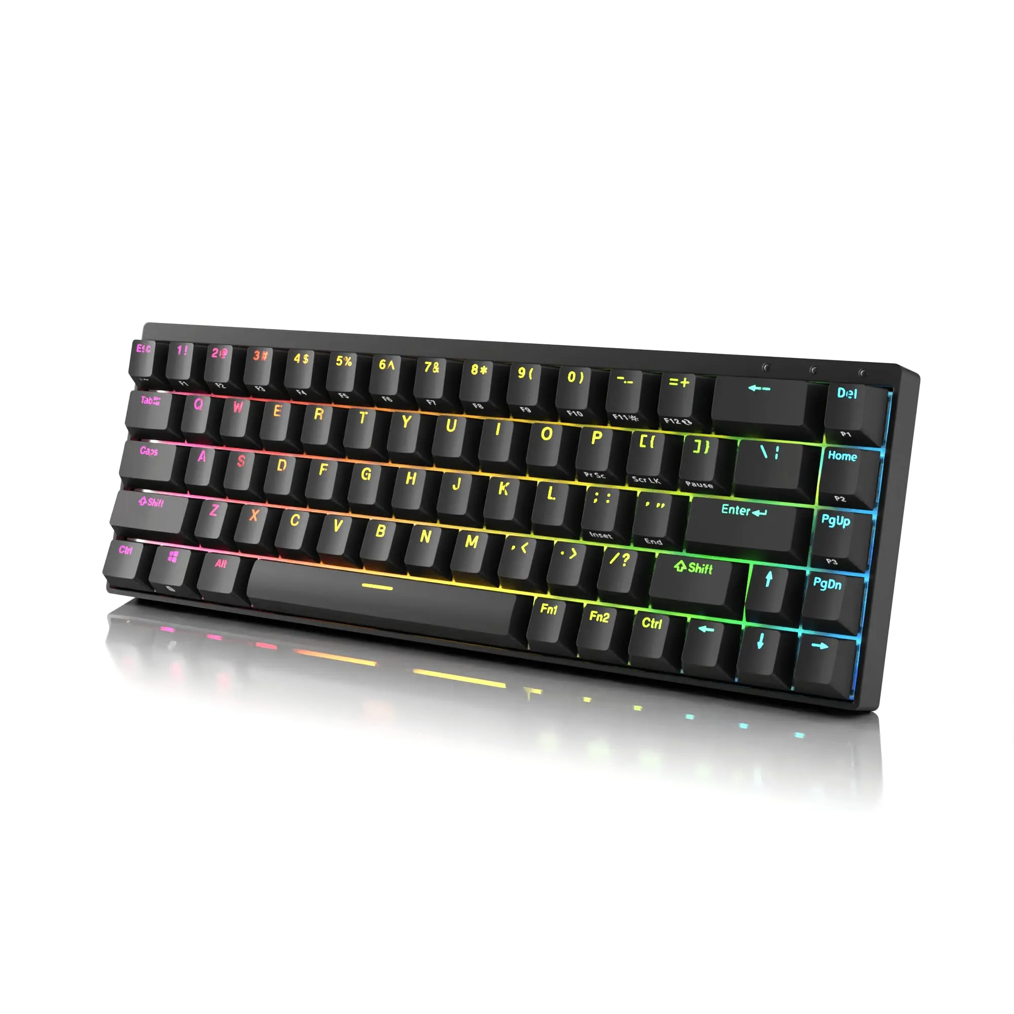 Hades 68 Rgb Mechanical Gaming Keyboard  65% Layout  Usb C Wired  Doubleshot Pbt