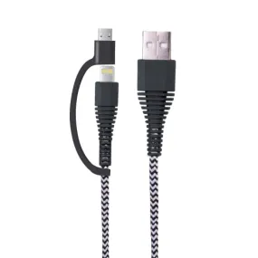 iHip 10ft 2-in-1 Braided Lightning/Micro USB Charging Cable