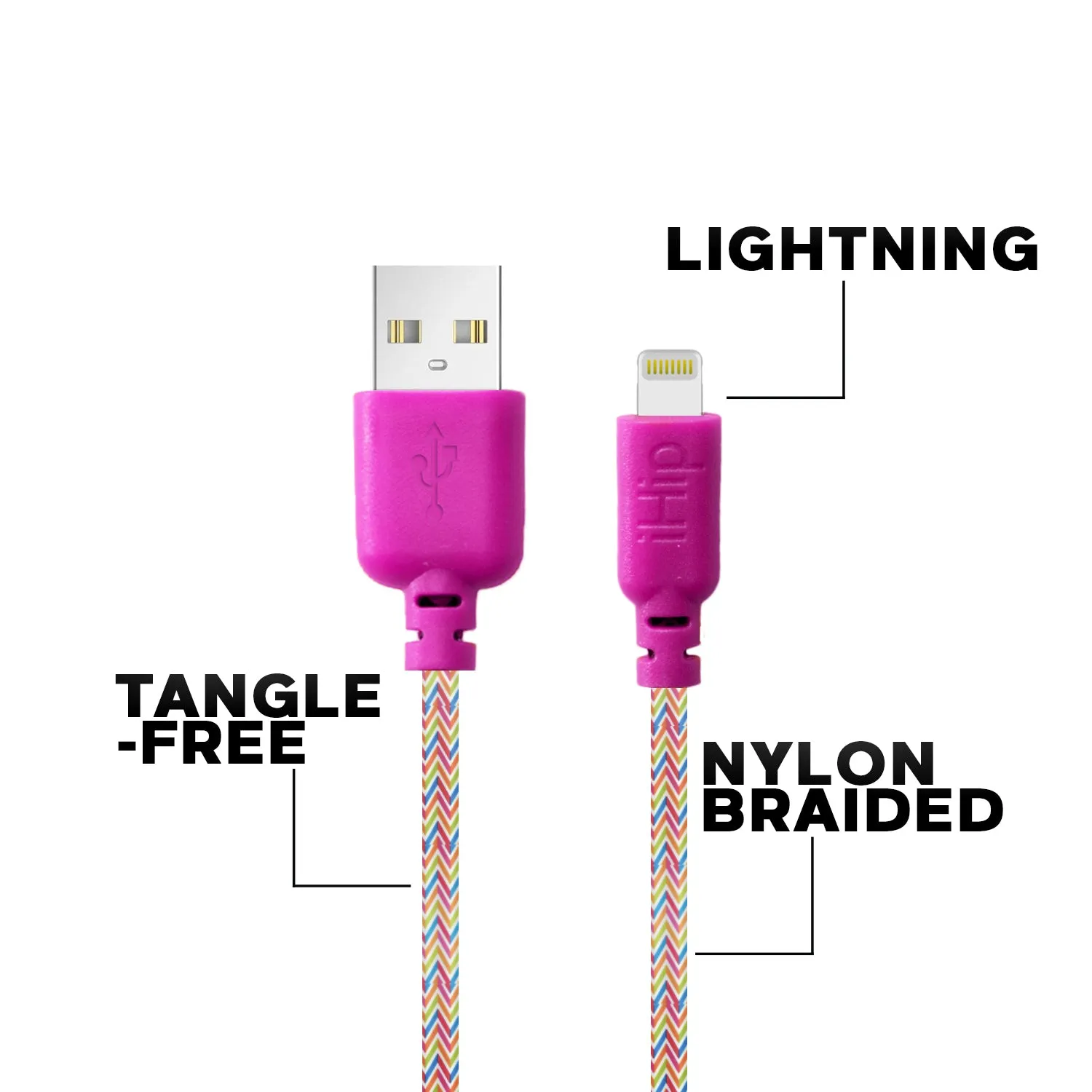 iHip 10ft Braided Lightning Charging Cable for iPhone