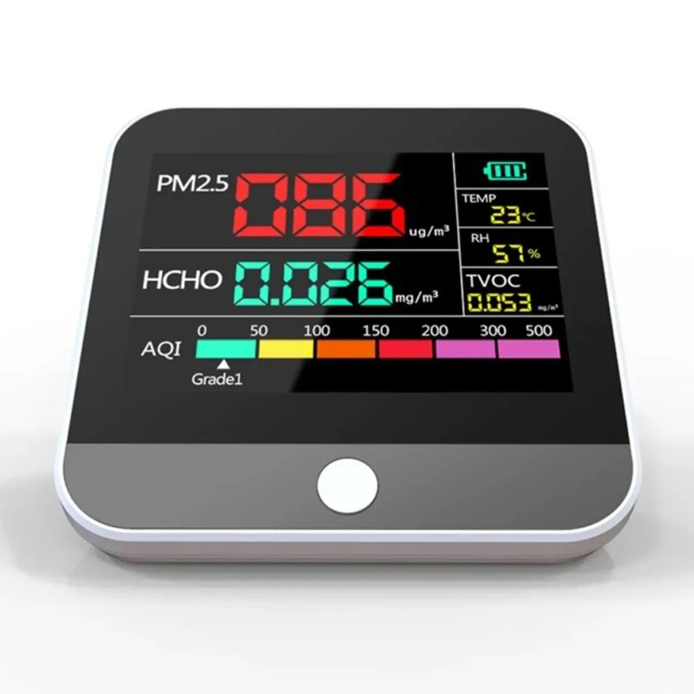 Indoor Air Quality Monitor with Air Quality Index, PM2.5, PM10, PM1.0, HCHO, TVOC