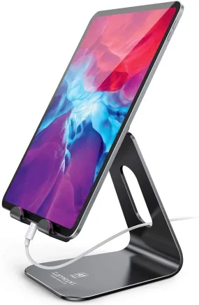 Lamicall Tablet Stand Multi-Angle, Tablet Holder - Desktop Adjustable Dock Cradle Compatible with Tablets Such as Ipad Air Mini Pro, Phone 13 Pro 12 Mini 11 XS Max XR X 6 7 8 plus (4-13 Inch), Black