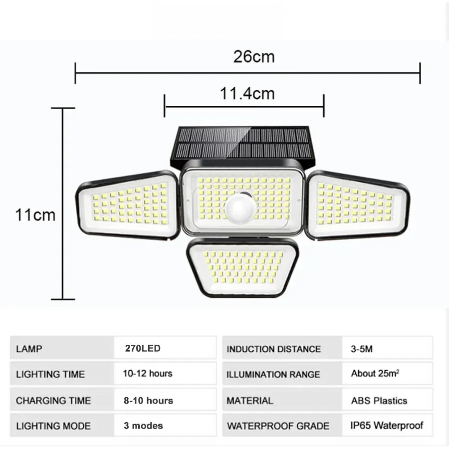 LED/COB Solar Street Light Multiple Head Wall-Mounted Motion Sensor Waterproof Integrated Outdoor Light Courtyard Road Lighting