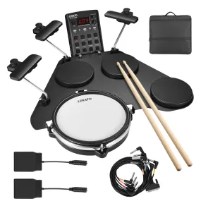 LEKATO Electronic Drum Set w/ Quiet Mesh Snare Drum Pads 220  Sounds