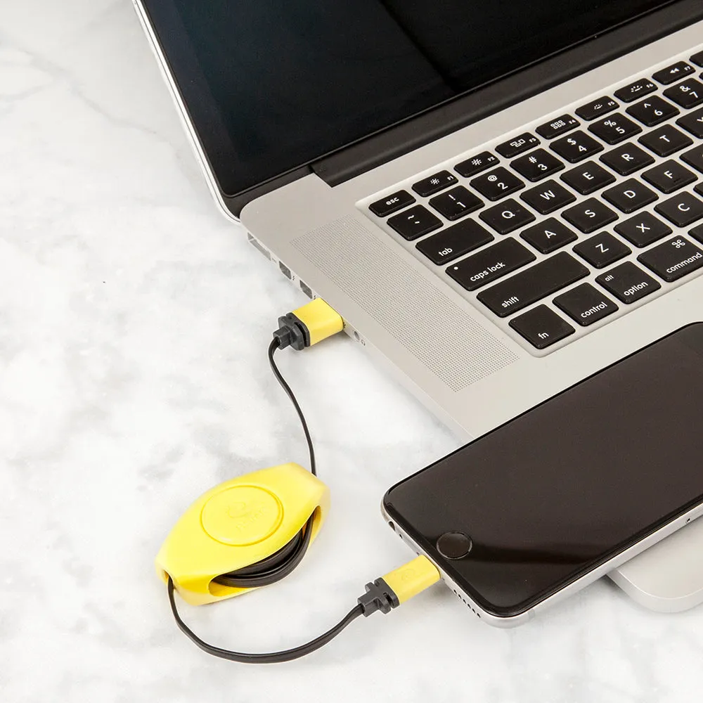 Lightning Charge Cable | Retractable Lightning Cable | Charge & Sync | Yellow